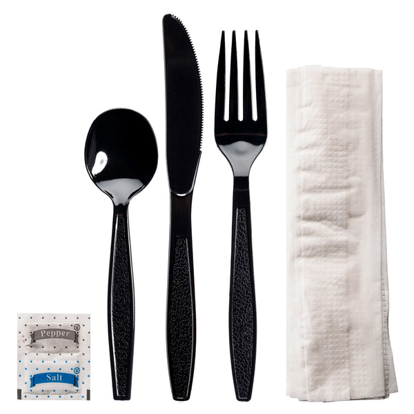 Transitions2earth Biodegradable EcoPure 6-in-1 Heavyweight Cutlery/Utensil Packs - 500 Packs - Contains: Fork, Knife, Spoon, Napkin, Salt, Pepper - Individually Wrapped - Earth-Friendly, Heavy Duty